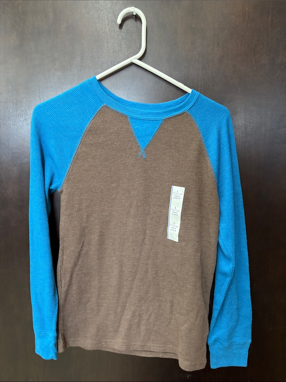 Cat & Jack Brown and Blue Long Sleeve Raglan Thermal Shirt